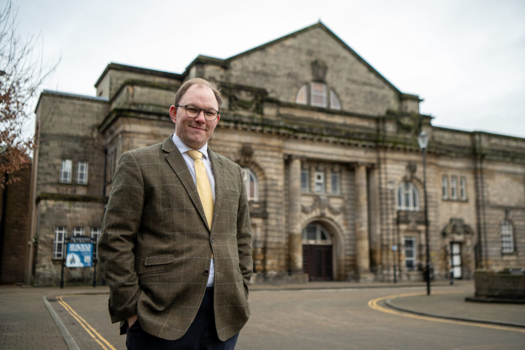 Gareth Snell MP stood outside of the Kings Hall building
